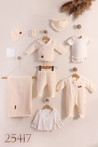 BebeMango طقم ملابس أطفال حديثي الولادة من الموسلين الأبيض 100% طقم ملابس أطف...