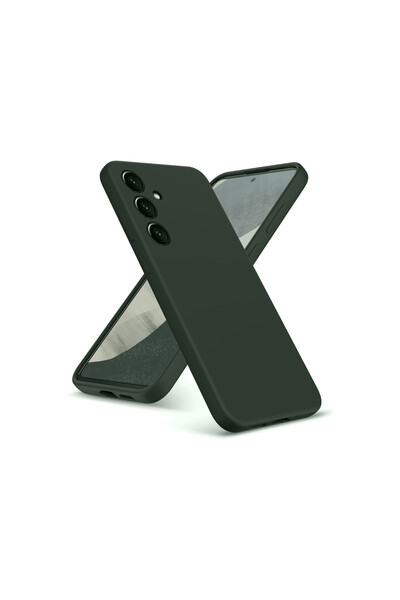 NewFace حافظة سامسونج جالاكسي A36 من السيليكون المخملي الداخلي - أخضر داكن