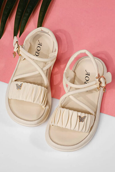 Zaira Μπεζ σανδάλια για κορίτσια από οικολογικό δέρμα Angela #22186 - 36