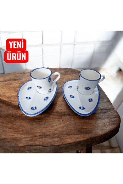 Ganita home Kahve Fincanı Sunum Tabaklı Alaçatı Model 2 Kişilik 4 Parça Double Boy