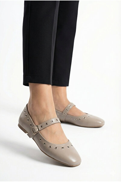 StWenn Gold Buckle Troplu Patent Leather Women's Ballerina Shoes Gold Buckle Stylish Lightweight Orthopedic Non-Sound Sole