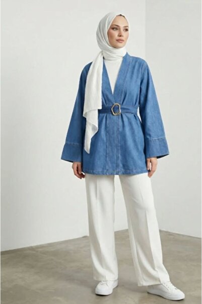 ASES Geniş manşetli kot ceket