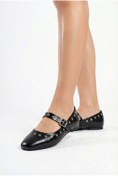 StWenn Gold Buckle Troplu Patent Leather Women's Ballerina Shoes Gold Buckle Stylish Lightweight Orthopedic Non-Sound Sole