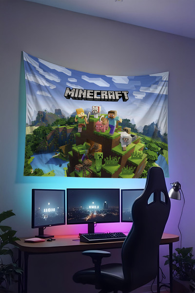 RUGRUMBA Gamer Duvar Örtüsü, Playstation Xbox – Gaming Temalı, Kaliteli Kumaş...