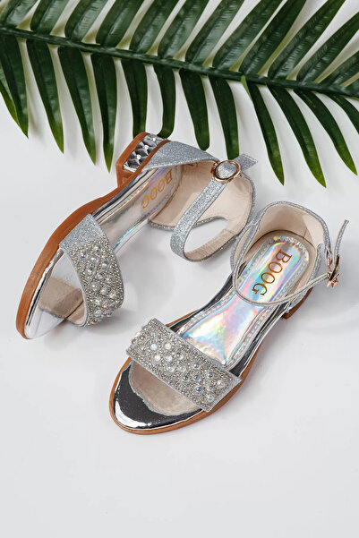 Zaira Ασημένια γυναικεία υφασμάτινα σανδάλια Maren #21738 - 35