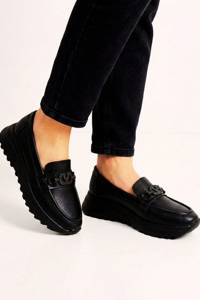 Weynes Kadın Siyah Yüksek Taban Günlük Ortopedik Babet WSB3100