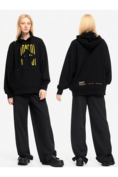 Know Unisex Siyah Oversize Mauro Hoodie Sweatshirt
