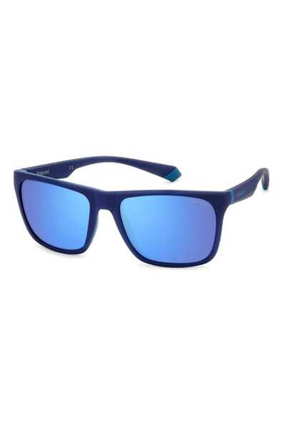 Polaroid Men's Sunglasses PLD 2141/S VGL/5X, Blue, Rectangular, 57 mm
