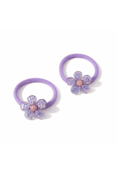SeaBubbles Glittery Floral Baby Girl Children's Buckle Set of 2 Standard Purple