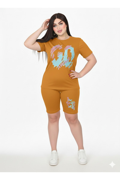 Nice Model Slogan Print Tracksuit Women Comfortable Jersey Set with Elastic Waist Shorts Homewear