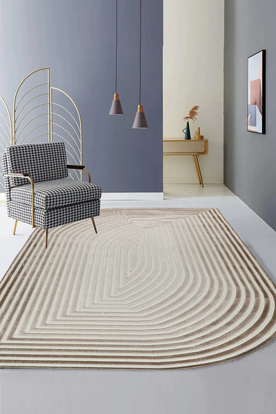 Home Asimetrik, Yumuşak Dokulu Dalga Form Şekilli Salon Mutfak Koridor Ve Otu...