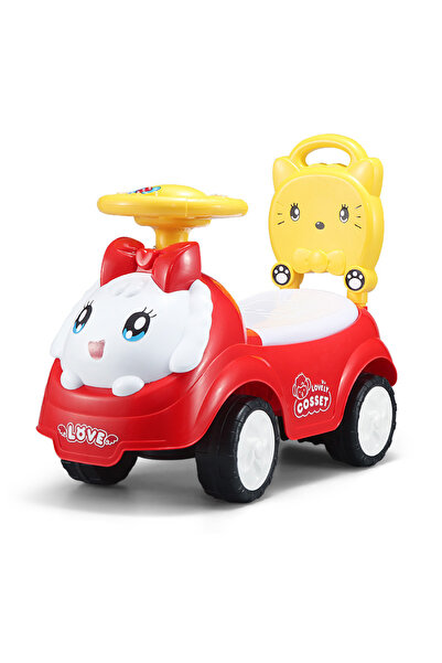 LITTLE ANGEL - سيارة دفع كرتونية للأطفال بمقبض - أحمر