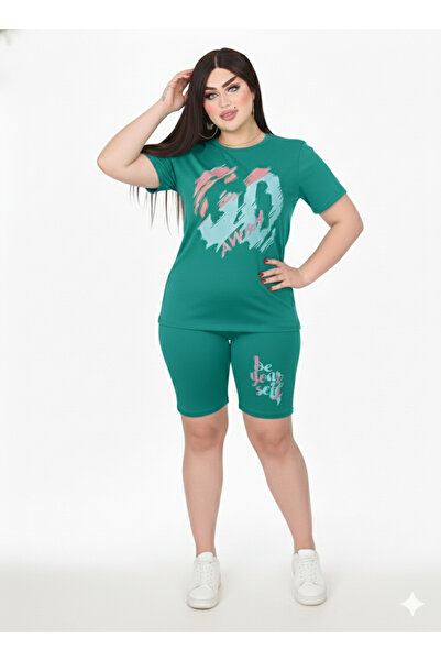 Nice Model Slogan Print Tracksuit Women Comfortable Jersey Set with Elastic Waist Shorts Homewear