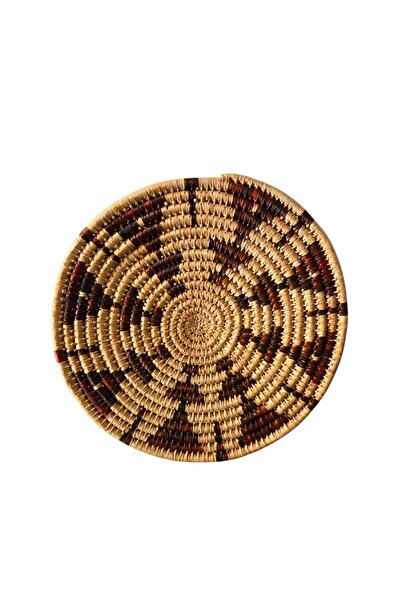 HAZEK KADIN KOOPERATİFİ طبق زخرفي بوهيمي مصنوع يدويًا من سعف القمح من سييم، للديكور الجداري