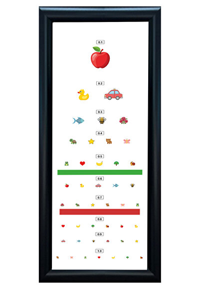 AND Renkli ve Resimli Çocuk Göz Eşeli - Snellen Göz Testi Tablosu MDF (70x25 cm)