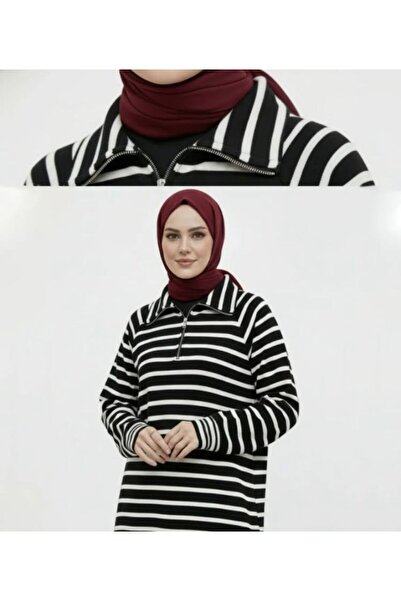 ASES çizgili fermuarlı sweatshirt