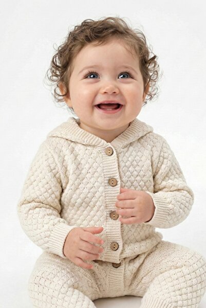 Bursa Trikomer Triko kapuşonlu Petek Desenli Soft Bebek Tulumu