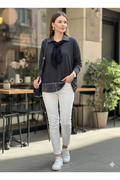 Miss BuBu Collection Kadın İtalyan Damalı Desen Gömlekli Pamuklu Bluz