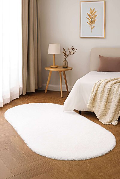 Valery Home Vl Oval Comfort Overloksuz Beyaz Peluş Halı