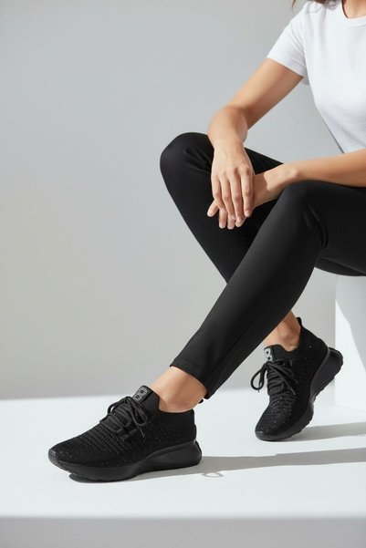 brawerlife Pantofi sport negri pentru femei – Talpă ușoară, pantofi confortabil pentru zi cu zi