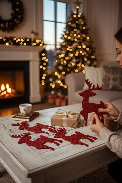 Cadde Süs Ornament de Anul Nou tematică cerb 6 bucăți de ornamente