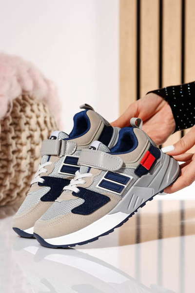 Zaira Μπλε παιδικά πάνινα παπούτσια από υφασμάτινο υλικό Ali #21011 - 35