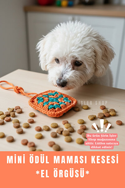 ŞİRİN İŞLER SHOP Köpek Ödül Maması Mini Çanta Turuncu | Mini Cüzdan Kese | Ör...