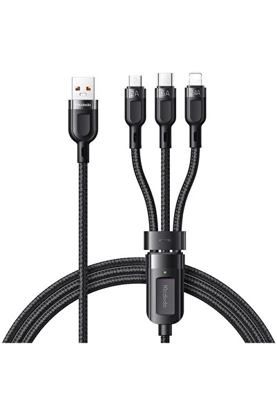 Mcdodo Grenade Series 3 in 1 Super Fast Charging Lightning, MicroUSB and Type-C Black cable