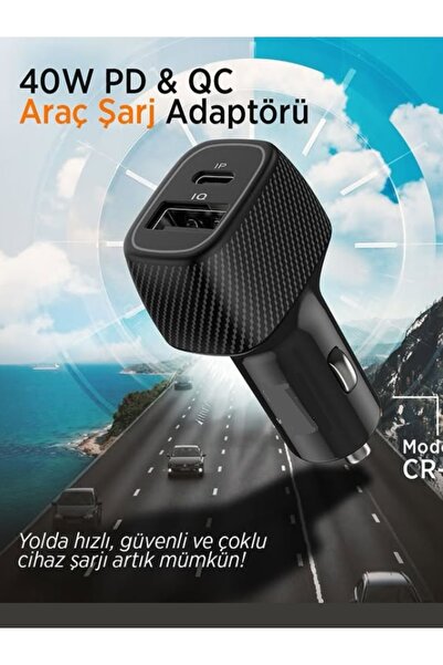 MOBİL GO Araç Çakmaklık Qualcomm Hızlı Şarj Aleti 40w Type-c Ve Usb Girişli i...