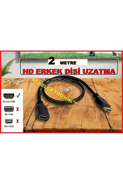 ATAELEKTRONİK 2 Meter HDMI Extension Cable Female to Male HDMI 2m High Speed Extension Cable