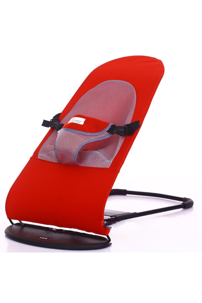 LITTLE ANGEL - كرسي هزاز/مسند أطفال قابل للإمالة مع حزام أمان – أحمر