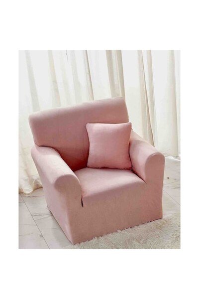 MHR Elastic Armchair Cover, Velvet, 90 x 130 cm + Pillow Cover 40 x 40 cm