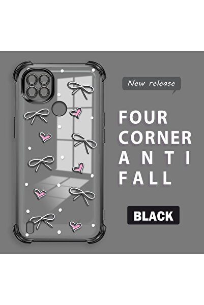 ucuc حافظة حماية من السيليكون الشفاف المتوافقة مع Realme C21 بأنماط قلب