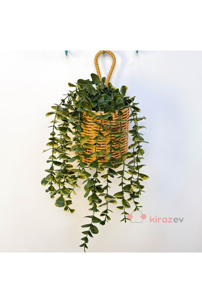 KirazEv Mini Kulplu Rattan Sepet – Duvara Asılabilir Doğal Sepet