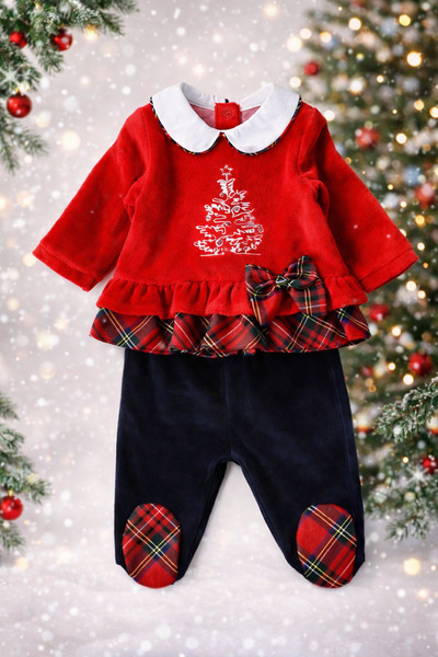 Yollo Kids Baby Girl New Year Concept Top and Bottom Velvet Set