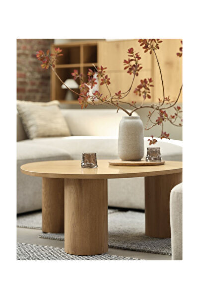 Poyraz Furniture Accessory Orta Sehpa, Sıcak Meşe Rengi Aksesuarlık 98x98x35 cm