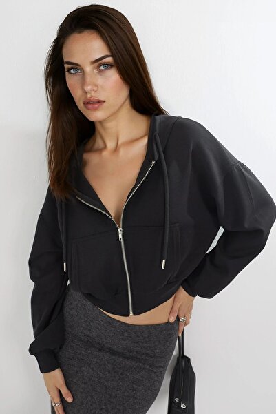 Hiccup Busem Hooded Zippered Short Jacket