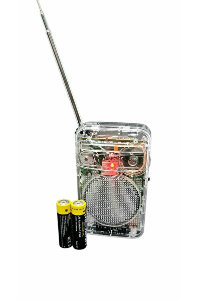 Vesper FM Taşınabilir Pilli Şeffaf Cep Radyosu – 2 Pil Hediye