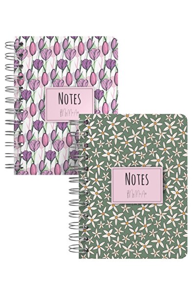 My Mia Art Starflower Tulip Mini Spiral Notebook Set with Hard Cover