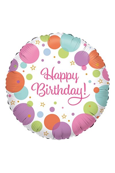 Anagram Balon folie rotund cu buline Happy Birthday! 43 cm