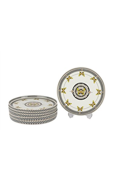 Mikasa Moor طبق حلويات مونارك أسود وأبيض مكون من 6 قطع مقاس 19 سم