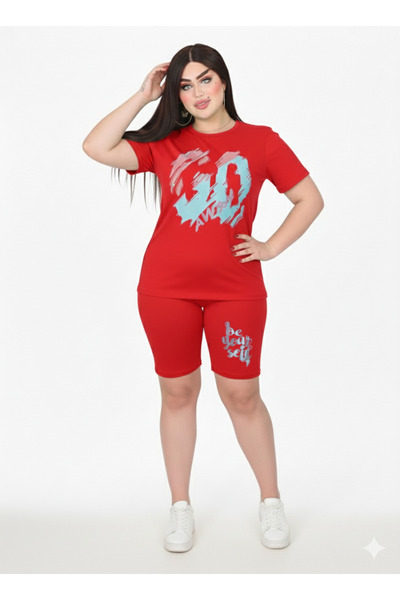 Nice Model Slogan Print Tracksuit Women Comfortable Jersey Set with Elastic Waist Shorts Homewear