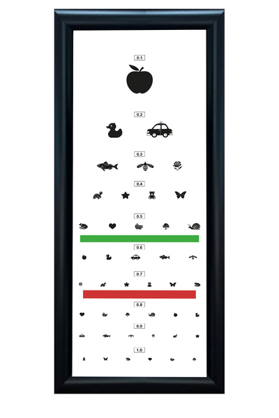 AND Renksiz ve Resimli Çocuk Göz Eşeli Işıksız - Snellen Eşeli Çerçeveli Tabl...