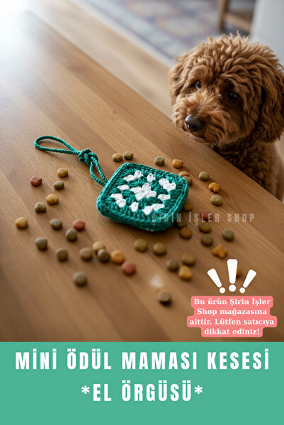 ŞİRİN İŞLER SHOP Dog Treat Mini Bag Green |   Mini Wallet Pouch |   Knitted B...