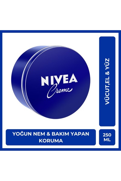 NIVEA Creme Mavi Teneke 250 ml – Yoğun Nemlendirici Çok Amaçlı Krem