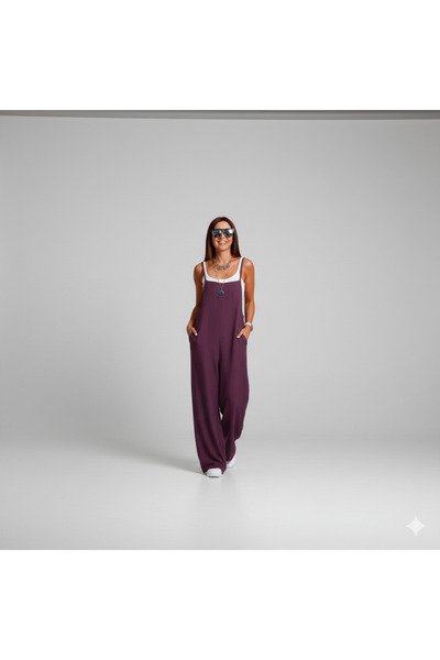 ahanora Women's Jumpsuit Dress with Attached Straps