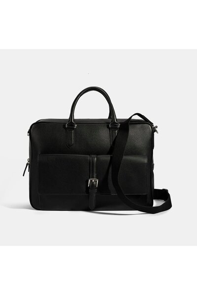 Desa Men's Black Leather Briefcase