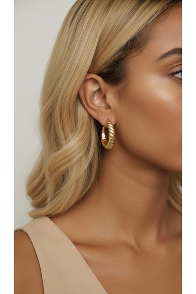 İNN JEWELLERY أقراط شوبينغ مقاومة للصدأ ومضادة للحساسية بتصميم حلزوني (ضمان المستورد لمدة عامين)