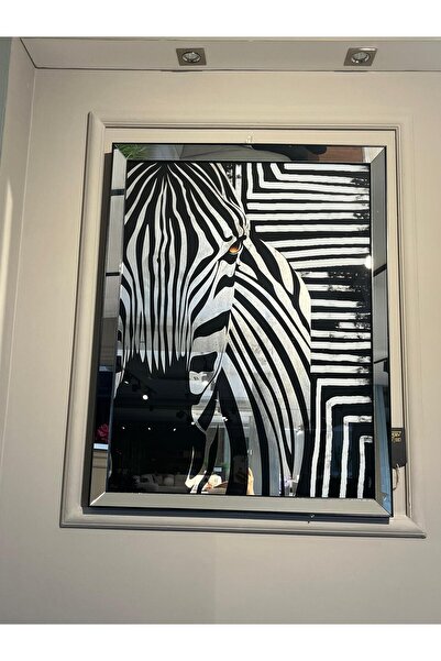 CREARTHOME Dekoratif Ayna Çerçeveli Zebra Tablo