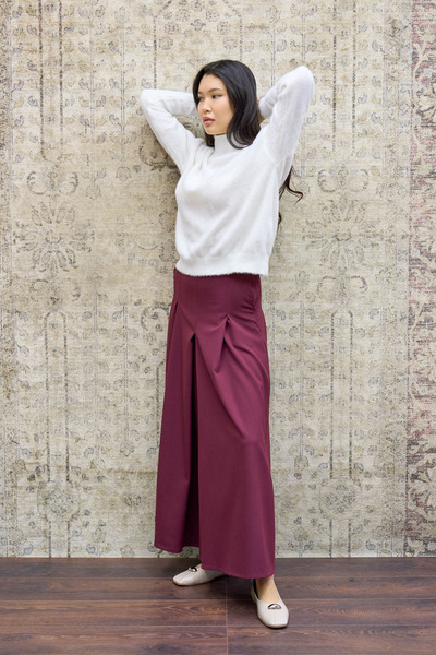KÜÇÜĞÜM BUTİK Burgundy Polyviscose Pleated Trousers